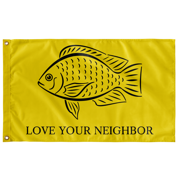 Love Your Neighbor Single Sided Flag - Proud Libertarian - Owluntaryist