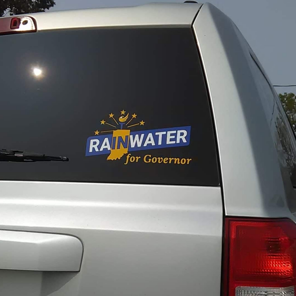 Rainwater for Governor Indiana Vinyl Window Decal - Proud Libertarian - Donald Rainwater