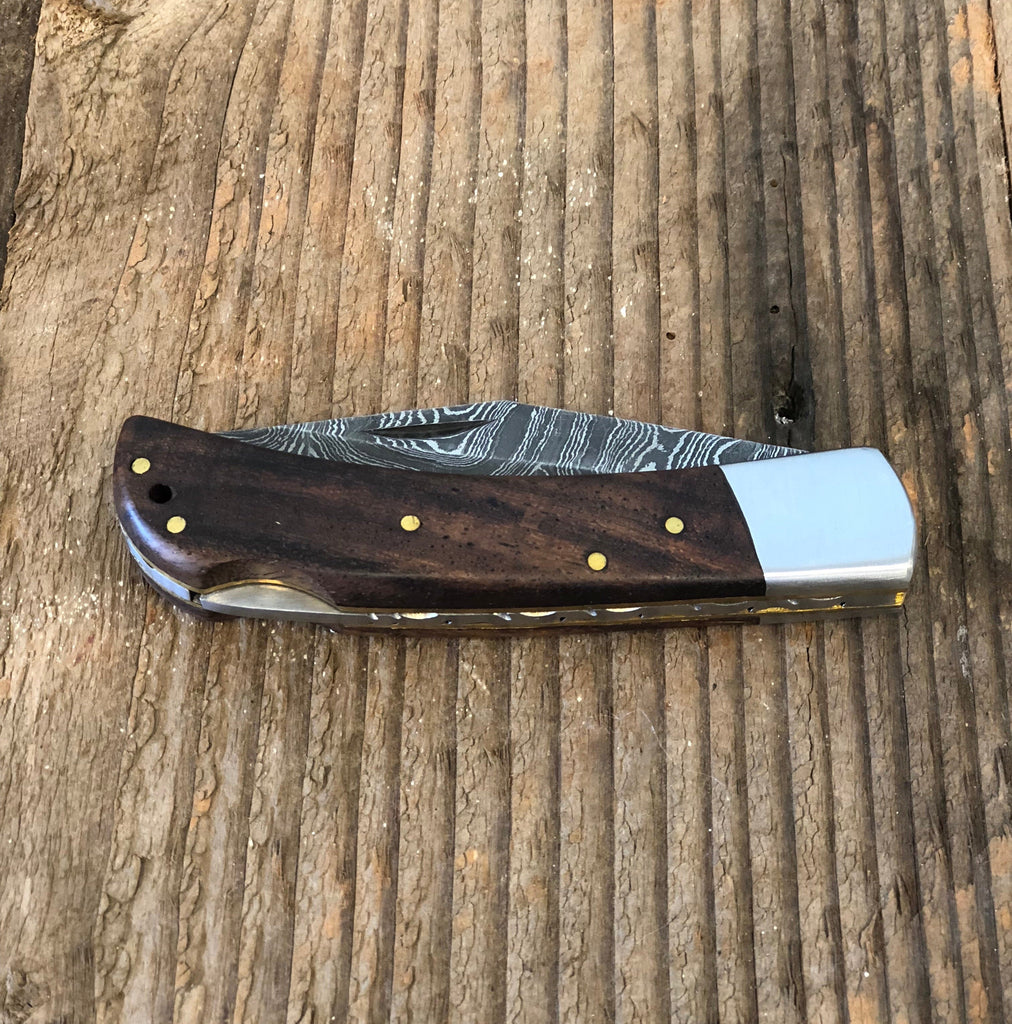 Damascus Walnut Pocket Knife VG 106 by Vintage Gentlemen - Proud Libertarian - Vintage Gentlemen