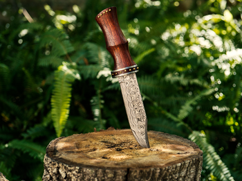 Damascus Steel And Rosewood Hunting Knife -VG 60 - Proud Libertarian - Vintage Gentlemen