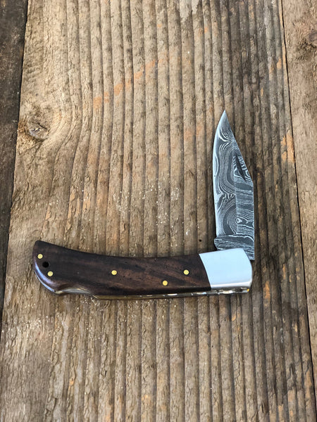 Damascus Walnut Pocket Knife VG 106 by Vintage Gentlemen - Proud Libertarian - Vintage Gentlemen