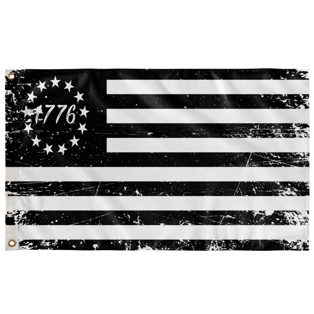 Betsy Ross Single Sided Flag Black 1776 Distressed wall art 36" x 60" - Proud Libertarian - Libertarian Frontier