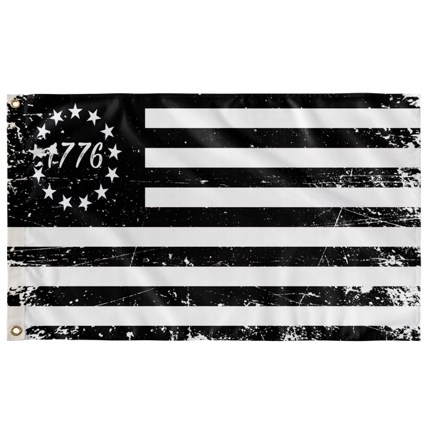 Betsy Ross Single Sided Flag Black 1776 Distressed wall art 36" x 60" - Proud Libertarian - Libertarian Frontier