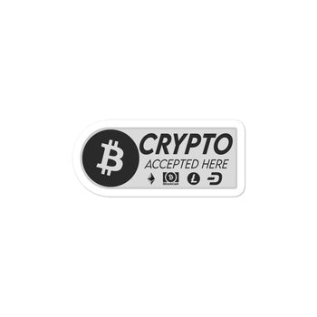 Crypto Accepted Here Bubble-free stickers - Proud Libertarian - Libertarian Frontier