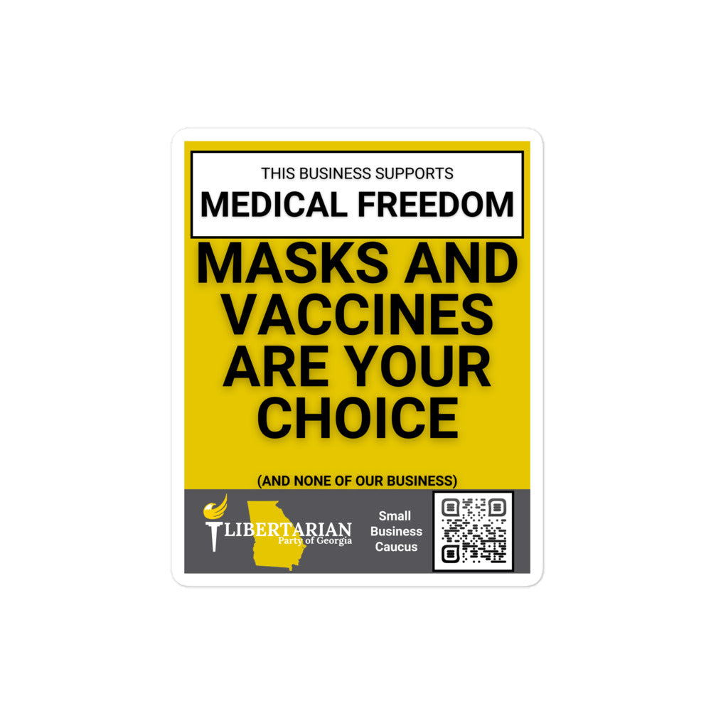 Medical Freedom LP Georgia Small Business Stickers - Proud Libertarian - Libertarian Party of Georgia