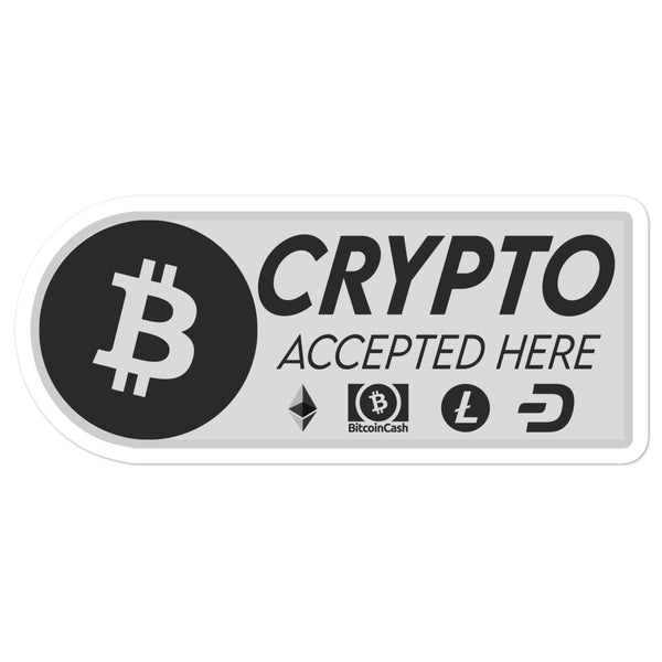 Crypto Accepted Here Bubble-free stickers - Proud Libertarian - Libertarian Frontier