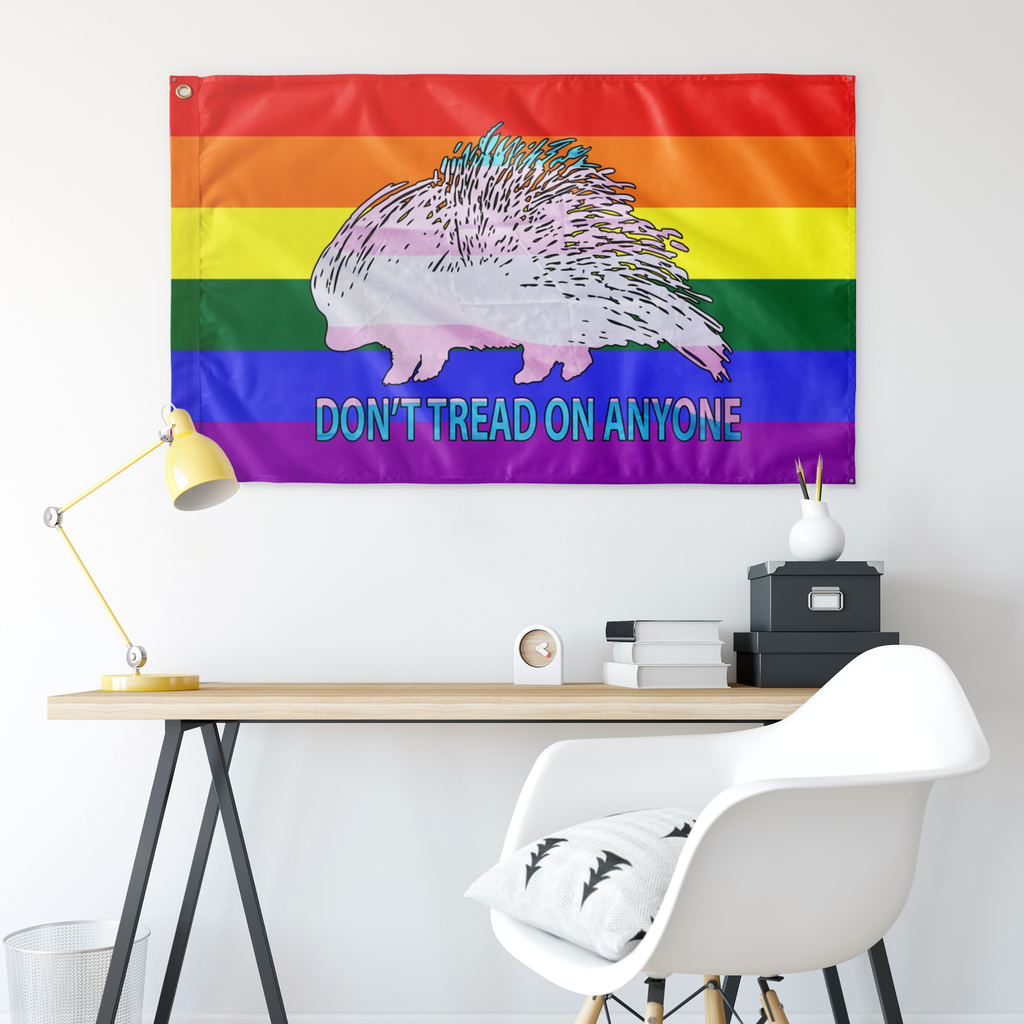 Don't Tread on Anyone LGBTQ Trans Porcupine Single Sided Flag - Proud Libertarian - Proud Libertarian