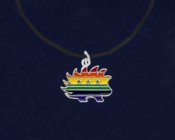 Libertarian Rainbow LGBTQ Porcupine Black Cord Necklaces - Proud Libertarian - Fundraising for a Cause