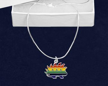 Libertarian Rainbow LGBTQ Porcupine Necklace - Proud Libertarian - Fundraising for a Cause