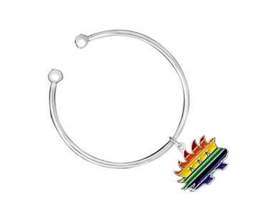 Libertarian Rainbow LGBTQ Porcupine Open Bangle Bracelet - Proud Libertarian - Fundraising for a Cause