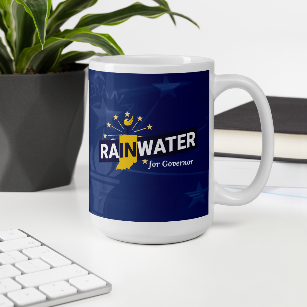 Rainwater for Indiana - Liberty is Essential Mug - Proud Libertarian - Donald Rainwater