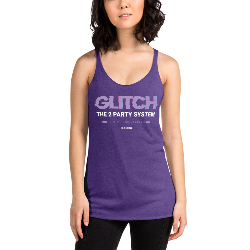 Glitch the Two Party System - Women's Racerback Tank - Proud Libertarian - Pirate Smile
