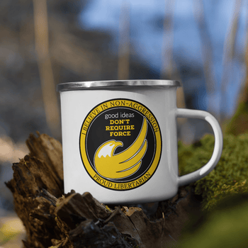 good ideas Don't require Force Enamel Mug - Proud Libertarian - Proud Libertarian