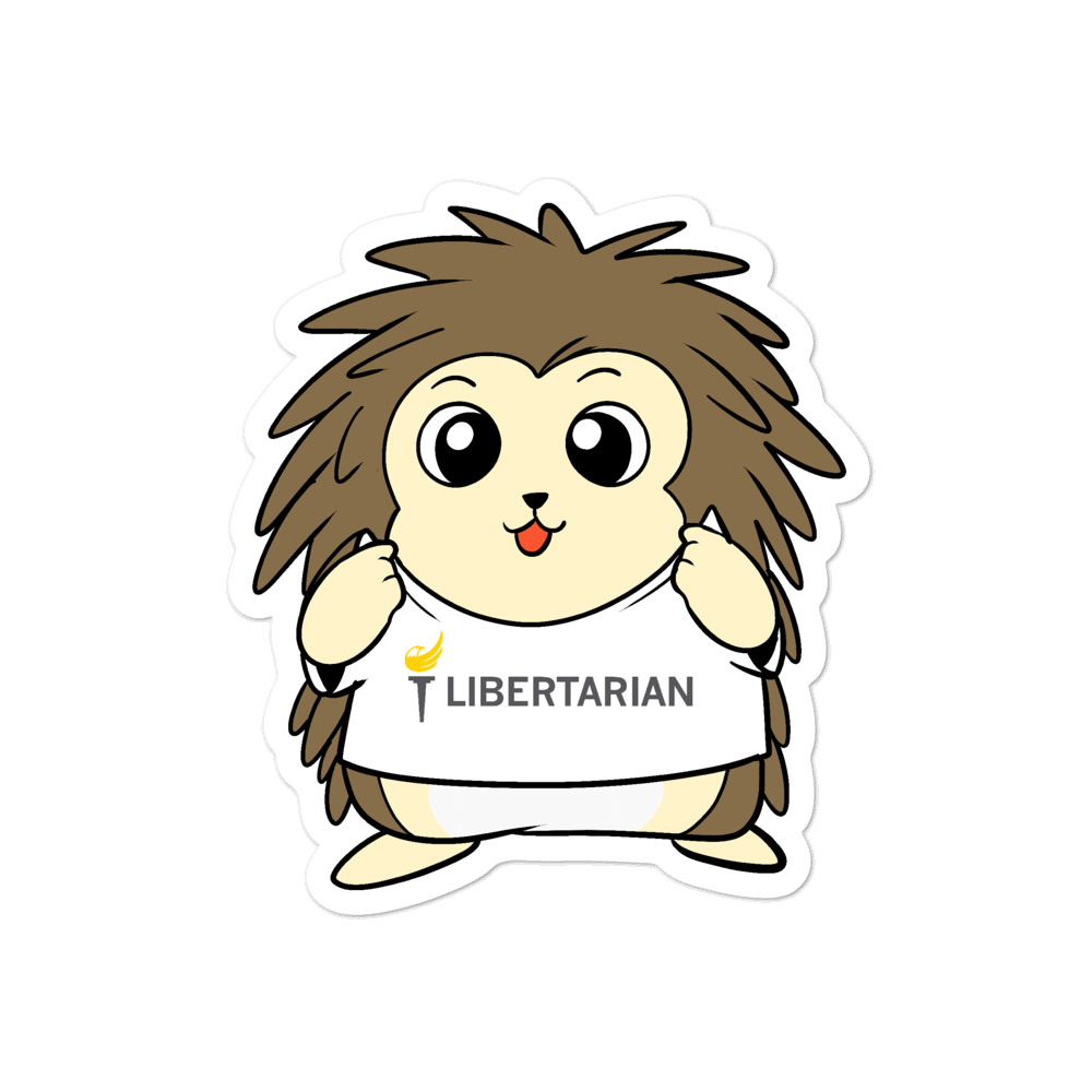 Libertarian Party Cartoon Porcupine - Bubble-free stickers - Proud Libertarian - Cartoons of Liberty