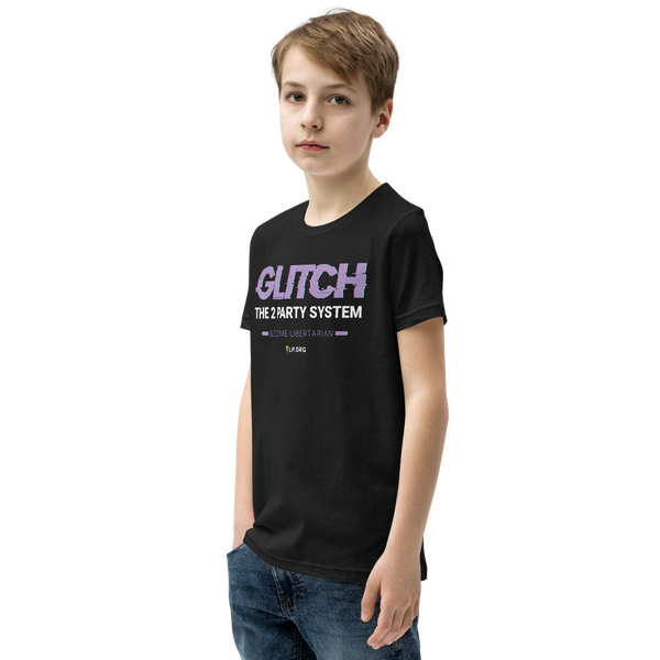 Glitch the Two Party System Youth Short Sleeve T-Shirt - Proud Libertarian - Pirate Smile