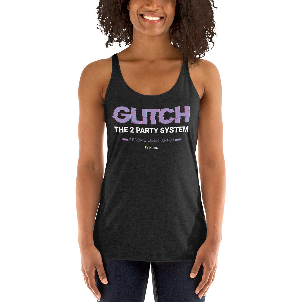 Glitch the Two Party System - Women's Racerback Tank - Proud Libertarian - Pirate Smile