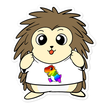 LGBTQ Tyrannosaurus Rex Cartoon Porcupine - Bubble-free stickers - Proud Libertarian - Cartoons of Liberty