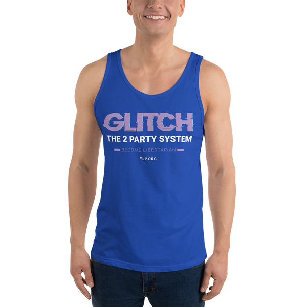 Glitch the Two Party System - Unisex Tank Top - Proud Libertarian - Pirate Smile