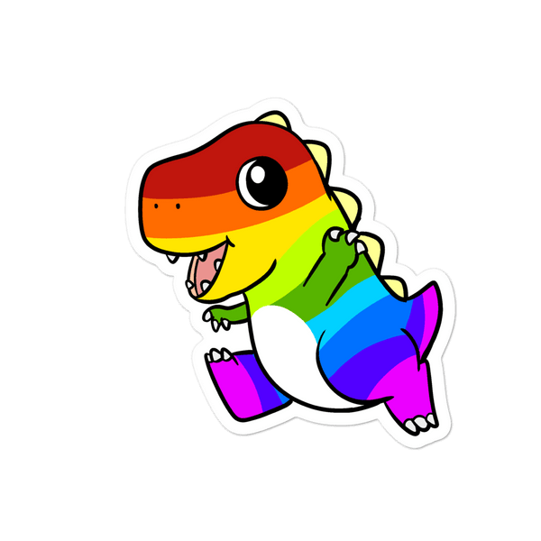 LGBTQ Tyrannosaurus Rex Cartoon - Bubble-free stickers - Proud Libertarian - Cartoons of Liberty