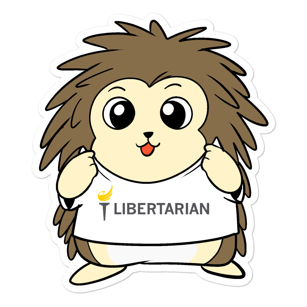 Libertarian Party Cartoon Porcupine - Bubble-free stickers - Proud Libertarian - Cartoons of Liberty