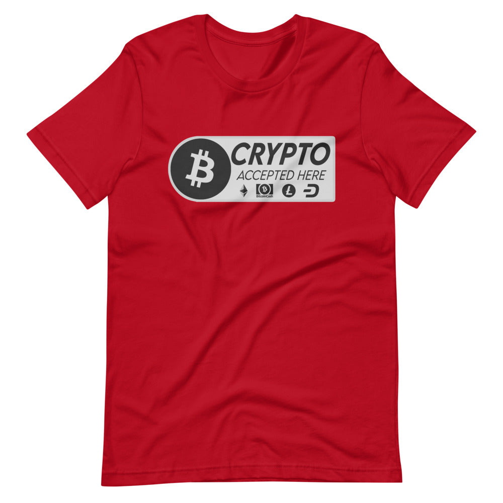 Crypto Accepted Here Short-Sleeve Unisex T-Shirt – Proud Libertarian