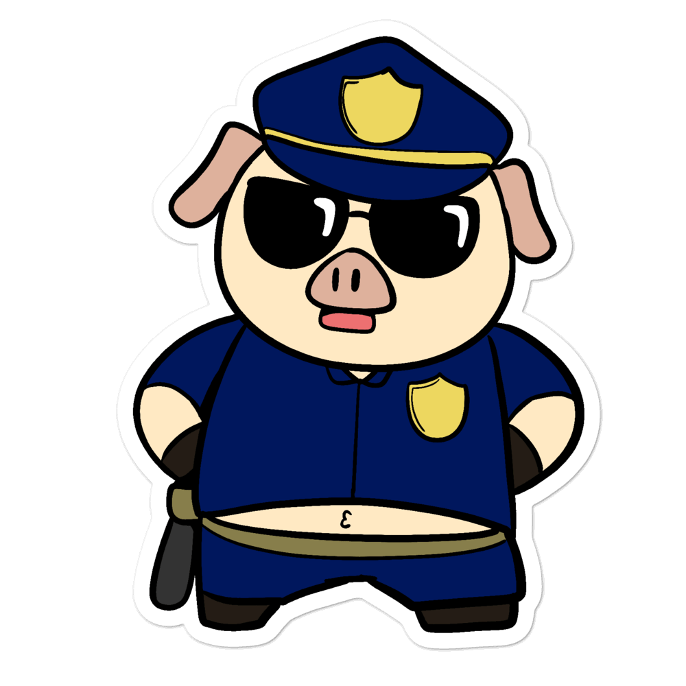 Police Pig Cartoon - Bubble-free stickers - Proud Libertarian - Cartoons of Liberty
