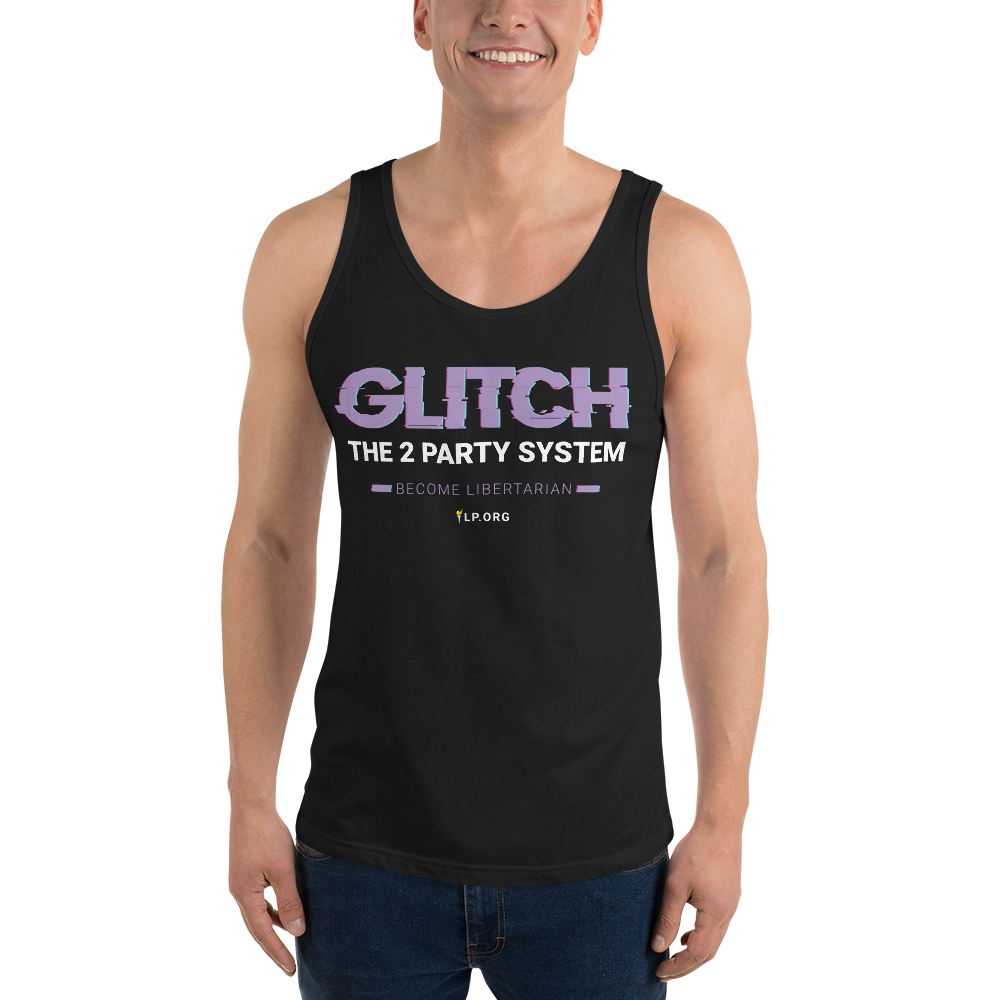 Glitch the Two Party System - Unisex Tank Top - Proud Libertarian - Pirate Smile