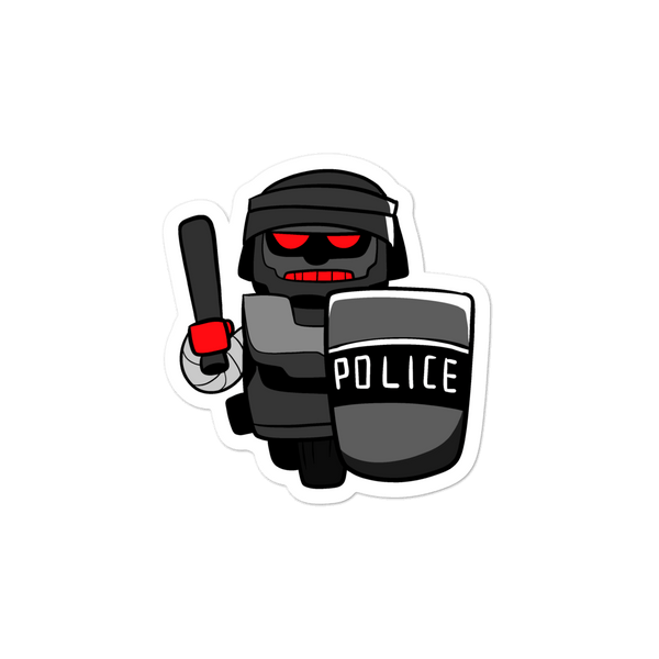InHuman Police Robot Cartoon - Bubble-free stickers - Proud Libertarian - Cartoons of Liberty