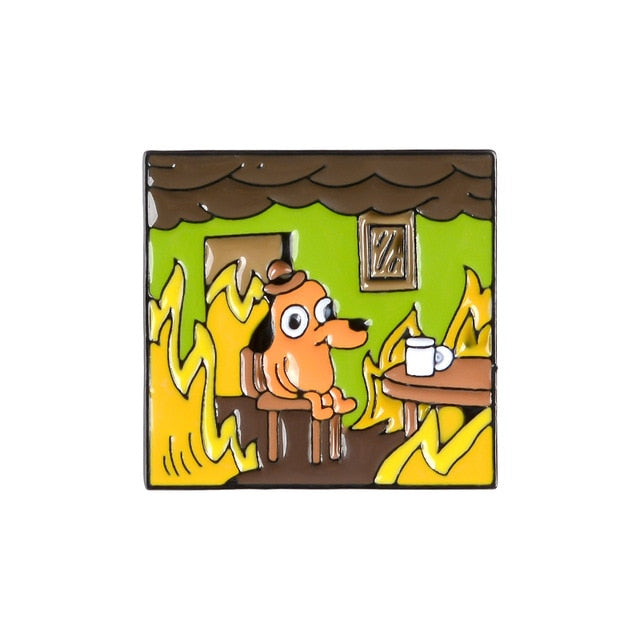 "This Is Fine" Burning Pins by White Market - Proud Libertarian - White Market