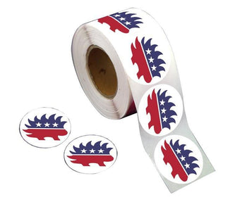 Red White & Blue Porcupine Libertarian Sticker Roll (Bulk) - Proud Libertarian - Fundraising for a Cause