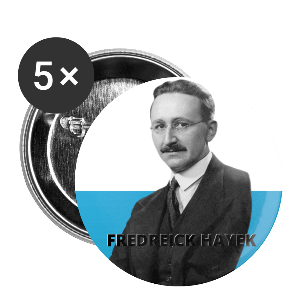 Frederick Hayek Buttons small 1'' (5-pack) - Proud Libertarian - Proud Libertarian