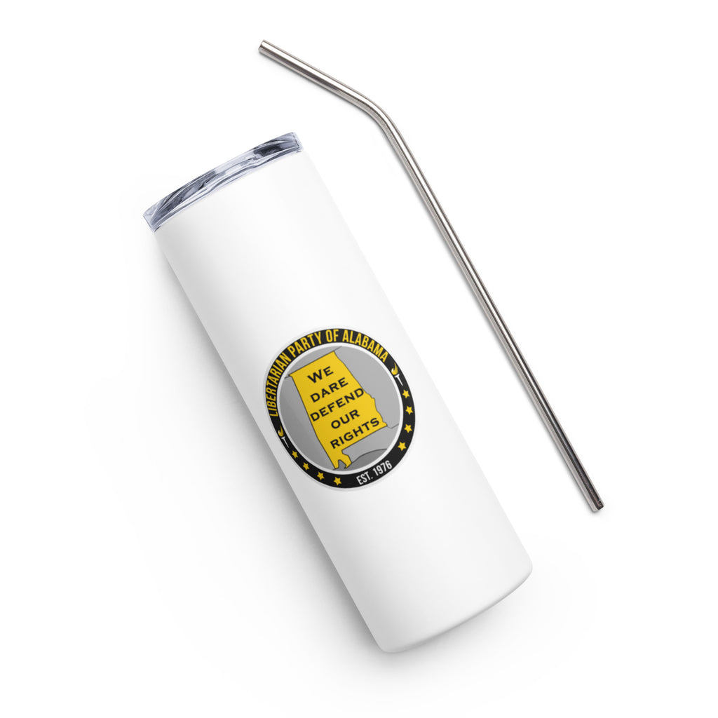 LP Alabama Dare Defend our rights Stainless steel tumbler - Proud Libertarian - Libertarian Party of Alabama