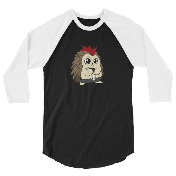 Angry Libertarian Cartoon Porcupine 3/4 sleeve raglan shirt - Proud Libertarian - Cartoons of Liberty