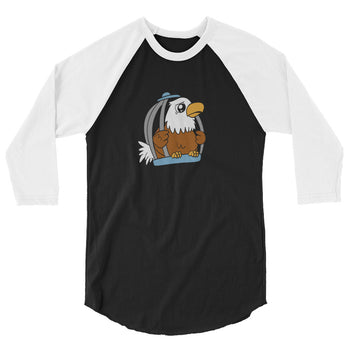 Caged Freedom Cartoon Eagle 3/4 sleeve raglan shirt - Proud Libertarian - Cartoons of Liberty