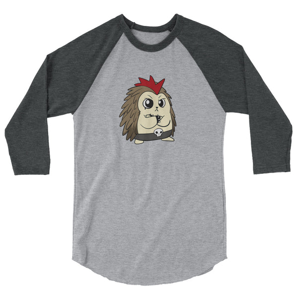 Angry Libertarian Cartoon Porcupine 3/4 sleeve raglan shirt - Proud Libertarian - Cartoons of Liberty