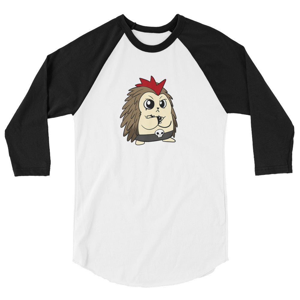 Angry Libertarian Cartoon Porcupine 3/4 sleeve raglan shirt - Proud Libertarian - Cartoons of Liberty