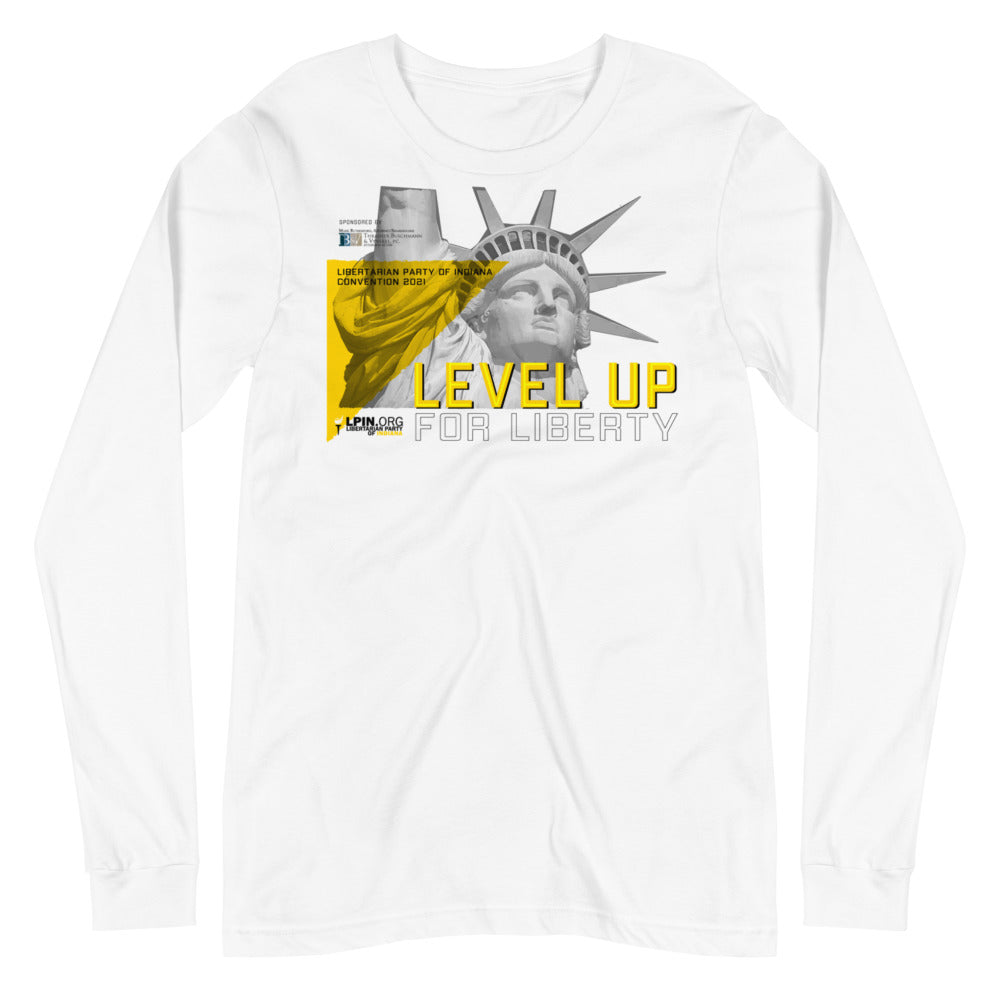 LP Indiana Convention 2021 "Level Up" Long-Sleeve Unisex T-Shirt - Proud Libertarian - Libertarian Party of Indiana