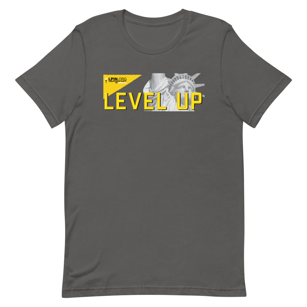 Level Up for Liberty LP Indiana Short-Sleeve Unisex T-Shirt - Proud Libertarian - Libertarian Party of Indiana