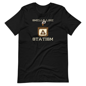 Smells Like Statism Poo Emoji Candle Short-Sleeve Unisex T-Shirt - Proud Libertarian - Proud Libertarian