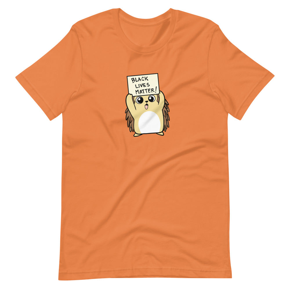 Black LIves Matter Cartoon Porcupine Short Sleeve Unisex T-Shirt - Proud Libertarian - Cartoons of Liberty