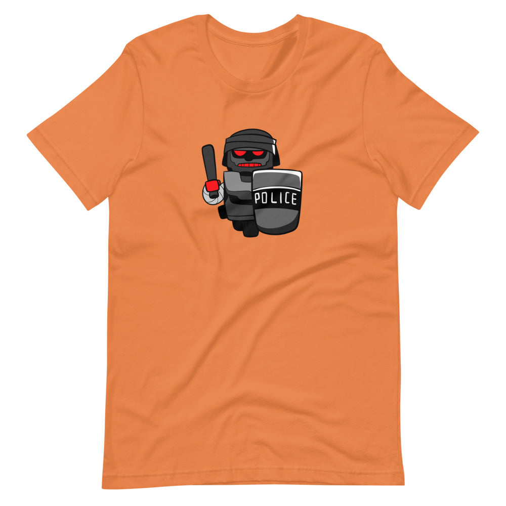 InHuman Police Robot Cartoon Short Sleeve Unisex T-Shirt - Proud Libertarian - Cartoons of Liberty