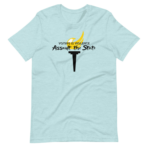 Voting is Violence Assault the State Alaska LP Short-Sleeve Unisex T-Shirt - Proud Libertarian - Alaska Libertarian Party