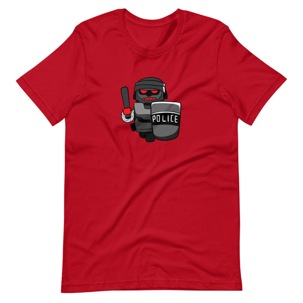 InHuman Police Robot Cartoon Short Sleeve Unisex T-Shirt - Proud Libertarian - Cartoons of Liberty