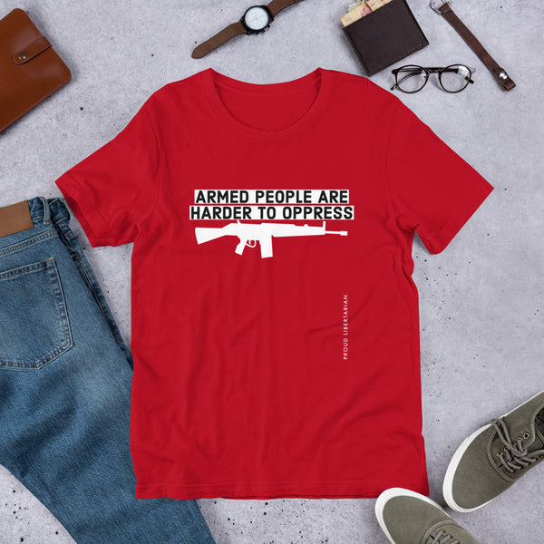 Armed People are harder to Oppress Short-Sleeve Unisex T-Shirt - Proud Libertarian - Proud Libertarian