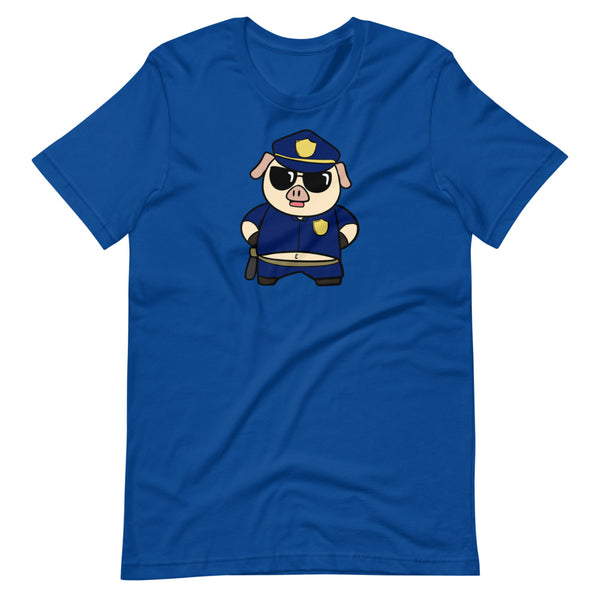 Police Pig Cartoon Short-Sleeve Unisex T-Shirt - Proud Libertarian - Cartoons of Liberty