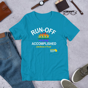 Run-Off Accomplished LGBTQ (Chase Oliver) Unisex t-shirt - Proud Libertarian - Chase Oliver