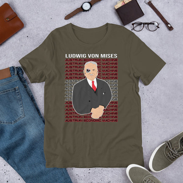 Ludwig von Mises - Austrian Economics Machine Short-Sleeve Unisex T-Shirt - Proud Libertarian - Hunter Wynn Designs