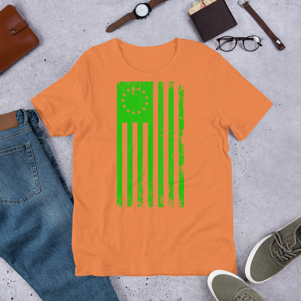 Green 1776 Flag VIntage Short-Sleeve Unisex T-Shirt - Proud Libertarian - Libertarian Frontier