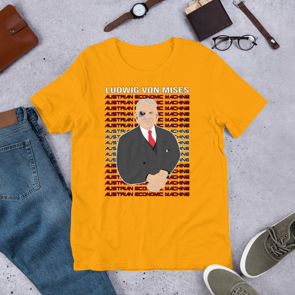Ludwig von Mises - Austrian Economics Machine Short-Sleeve Unisex T-Shirt - Proud Libertarian - Hunter Wynn Designs