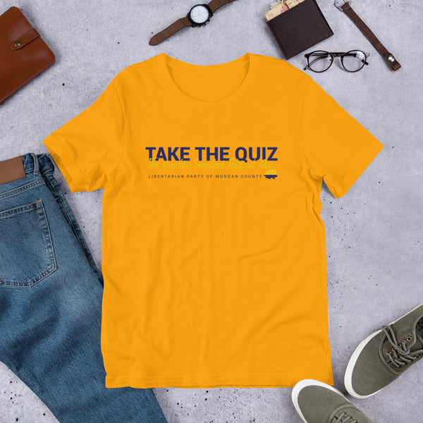 Take the Quiz (Worlds Smallest Political Quiz) Short-Sleeve Unisex T-Shirt - Proud Libertarian - Libertarian Party of Indiana - Morgan County